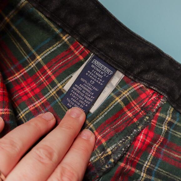 Land's End Vintage Washed Black Flannel Lined Straight Leg Jeans Size 12 Cotton - Picture 4 of 9